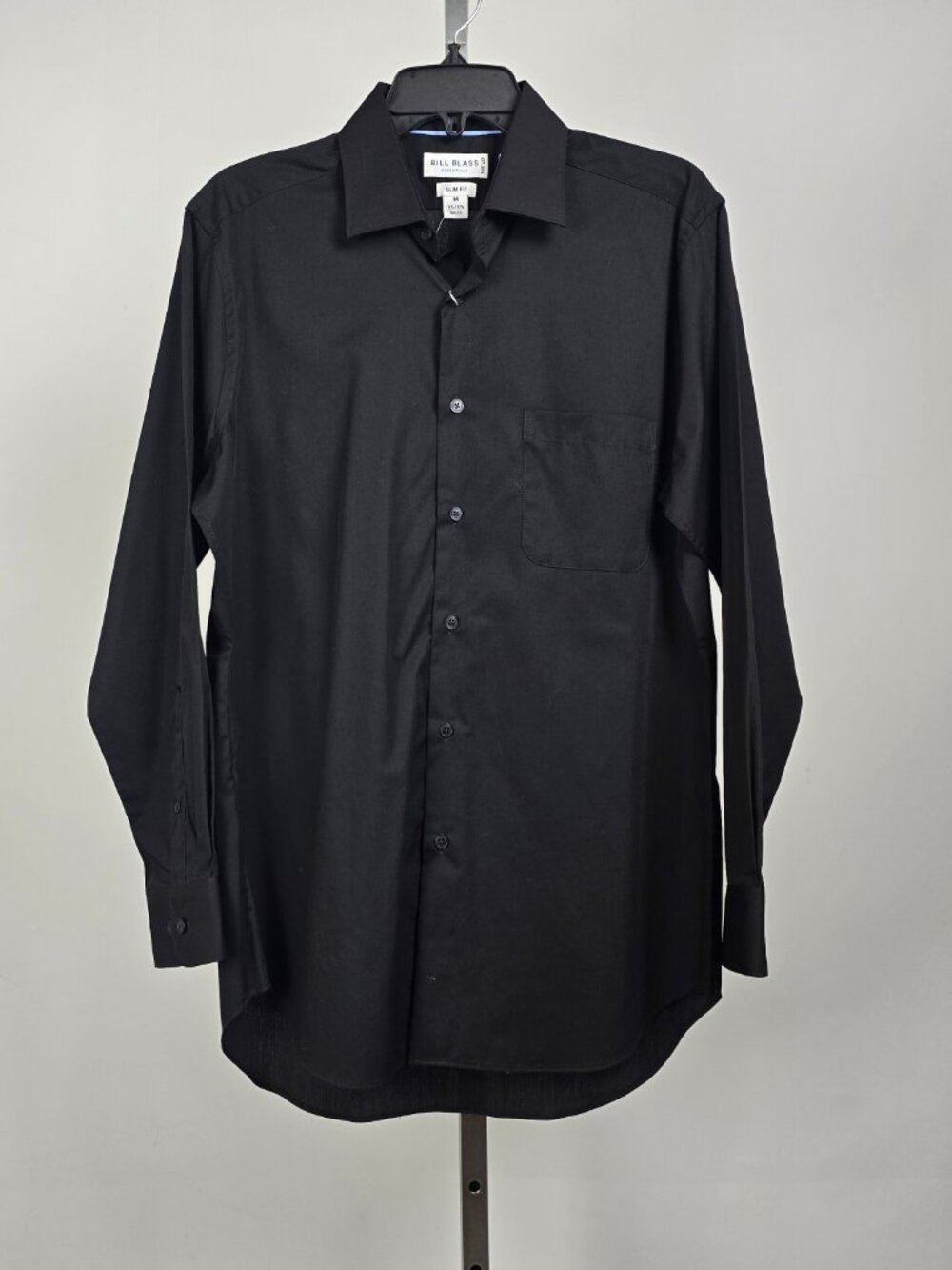 Bill Blass Black Slim Fit Dress Shirt Stretch Wrinkle Resistant NWT Size M